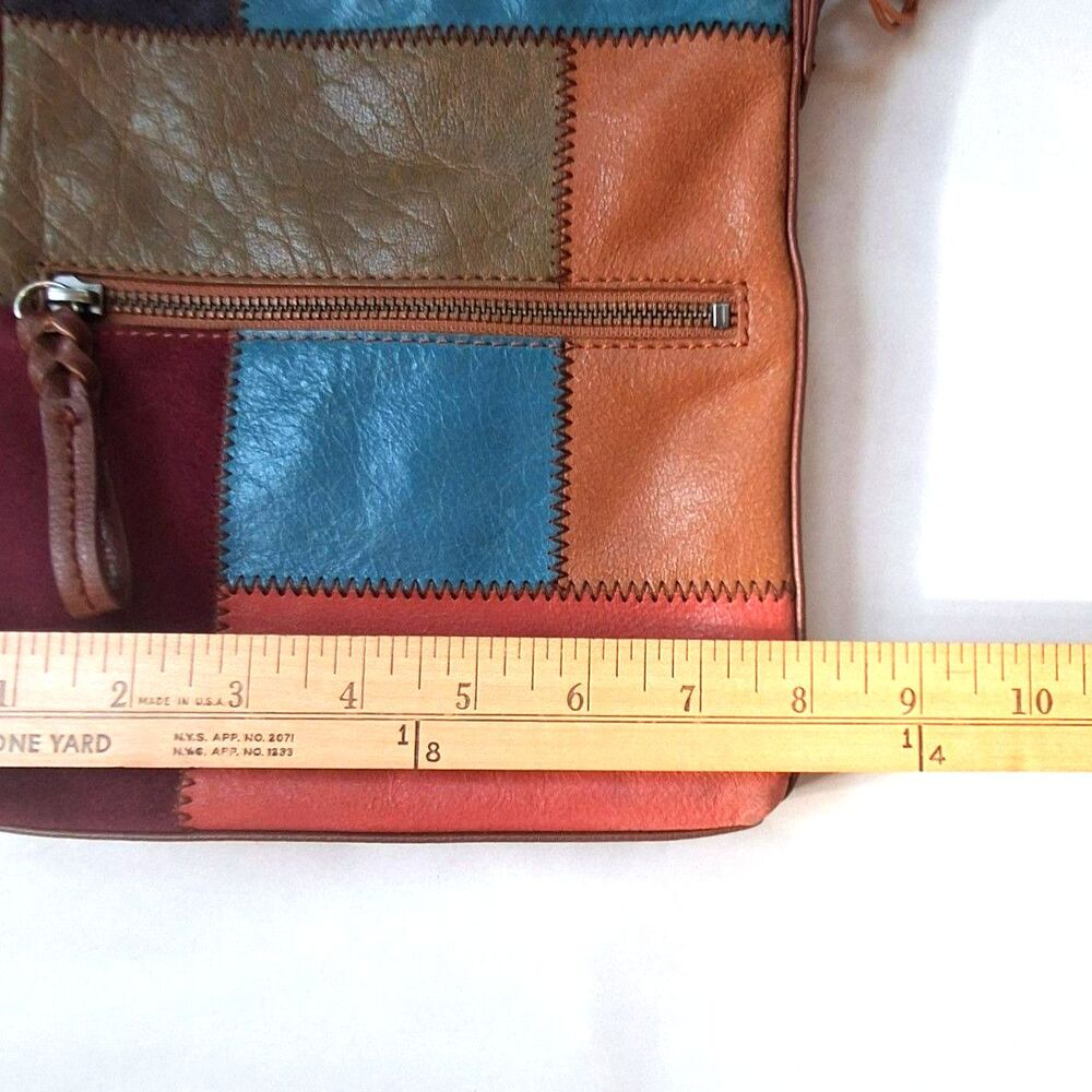 The Sak Vintage Patchwork Leather Crossbody Bag Multi Color Boho Hipster Hippie - Picture 11 of 12
